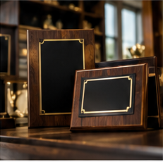 Illustrative rectangular display plaques with dark center panels